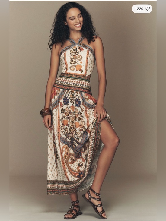 FARM Rio Dresses & Skirts - Farm Rio x Anthropologie Linen Blend Halter Dress